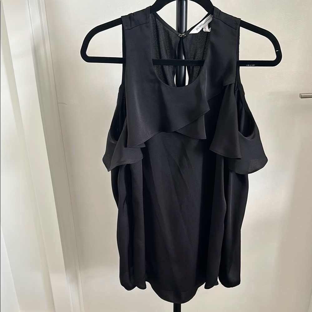 BCBGeneration Black Tiered Sundress with Flutter Sleeves
